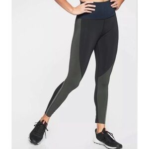 Athleta Spar Colorblock 7/8 Tight Navy Black Olive Grey size XS 405455